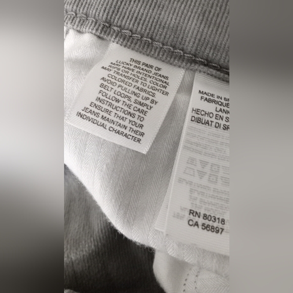 Lucky Brand Charlie Skinny Gray Soft Handcrafted Corduroy Jeans- Size: 10/30A - Picture 14 of 15